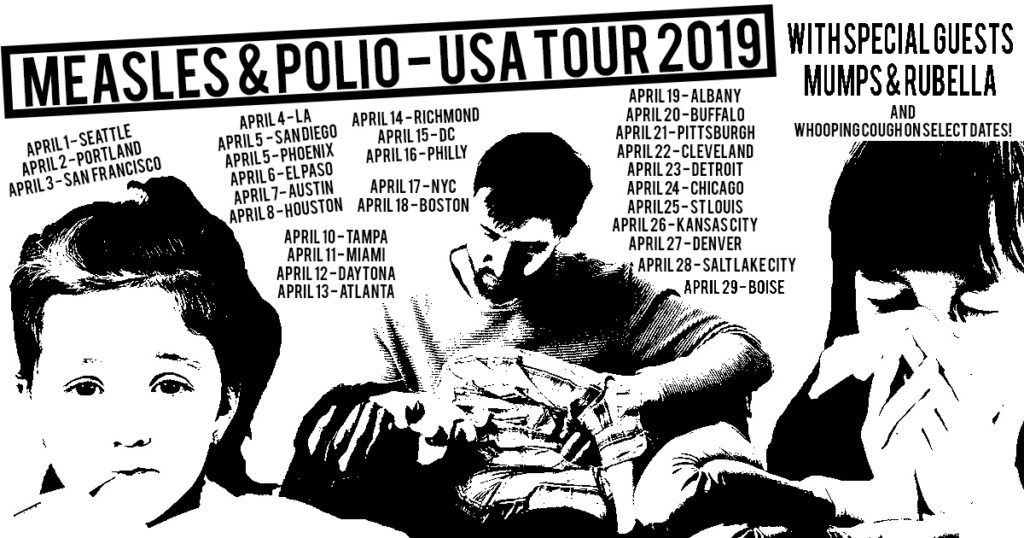 measles, polio, tour