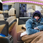 car, led lights, cold, blankets, tv, hoodie, homeless, fancy, plush
