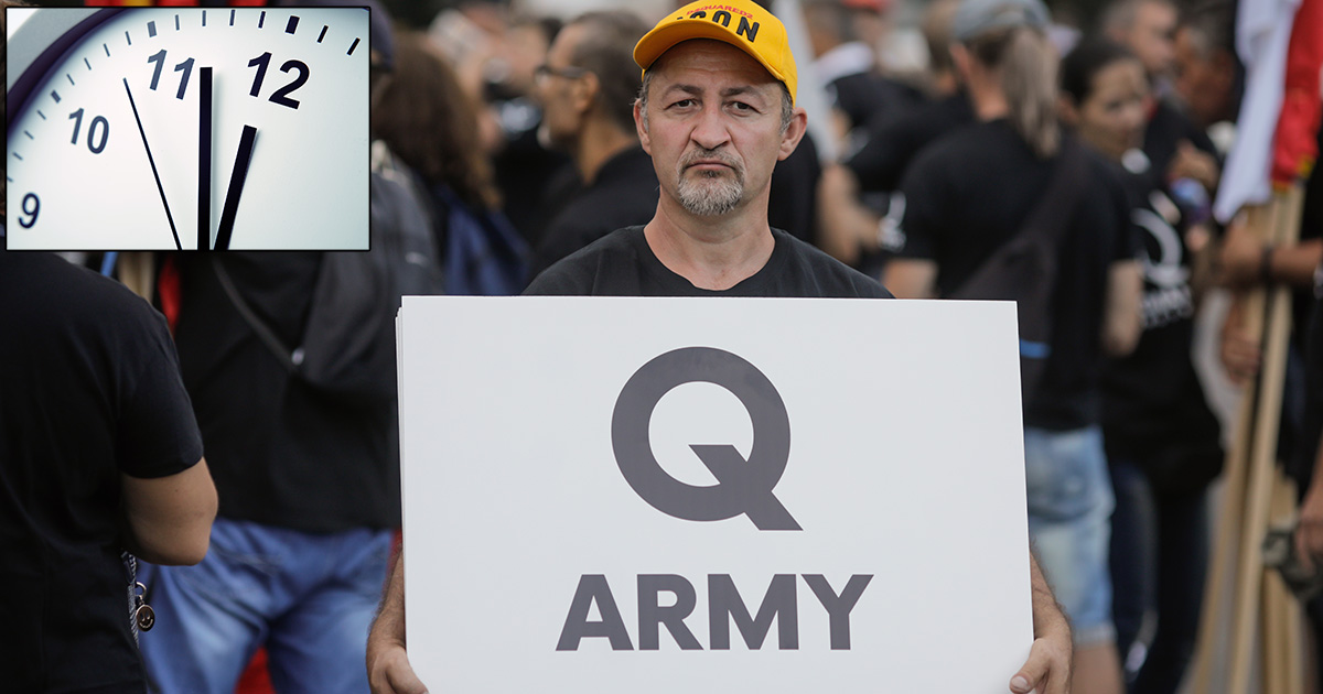 Q, QAnon, Q army, save the children, sad, annoying, dumb, daylight savings, time, protest, ignorant, right wing, fascist, internet, troll, internet troll, meme, pepe, alt-right, proud boys, nazi, trump, fuck off